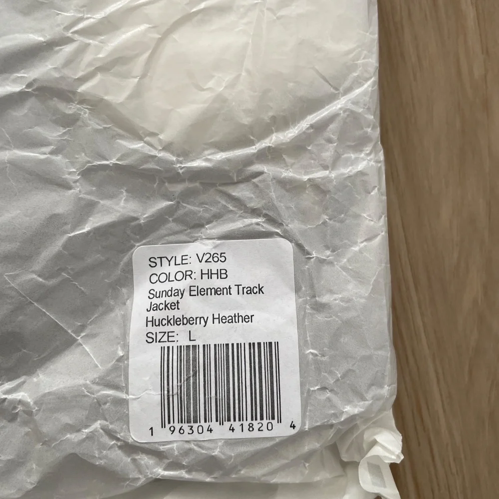 NWT Vuori Sunday Element Track Jacket / Size: L / Color: Huckleberry Heather - Picture 6 of 6